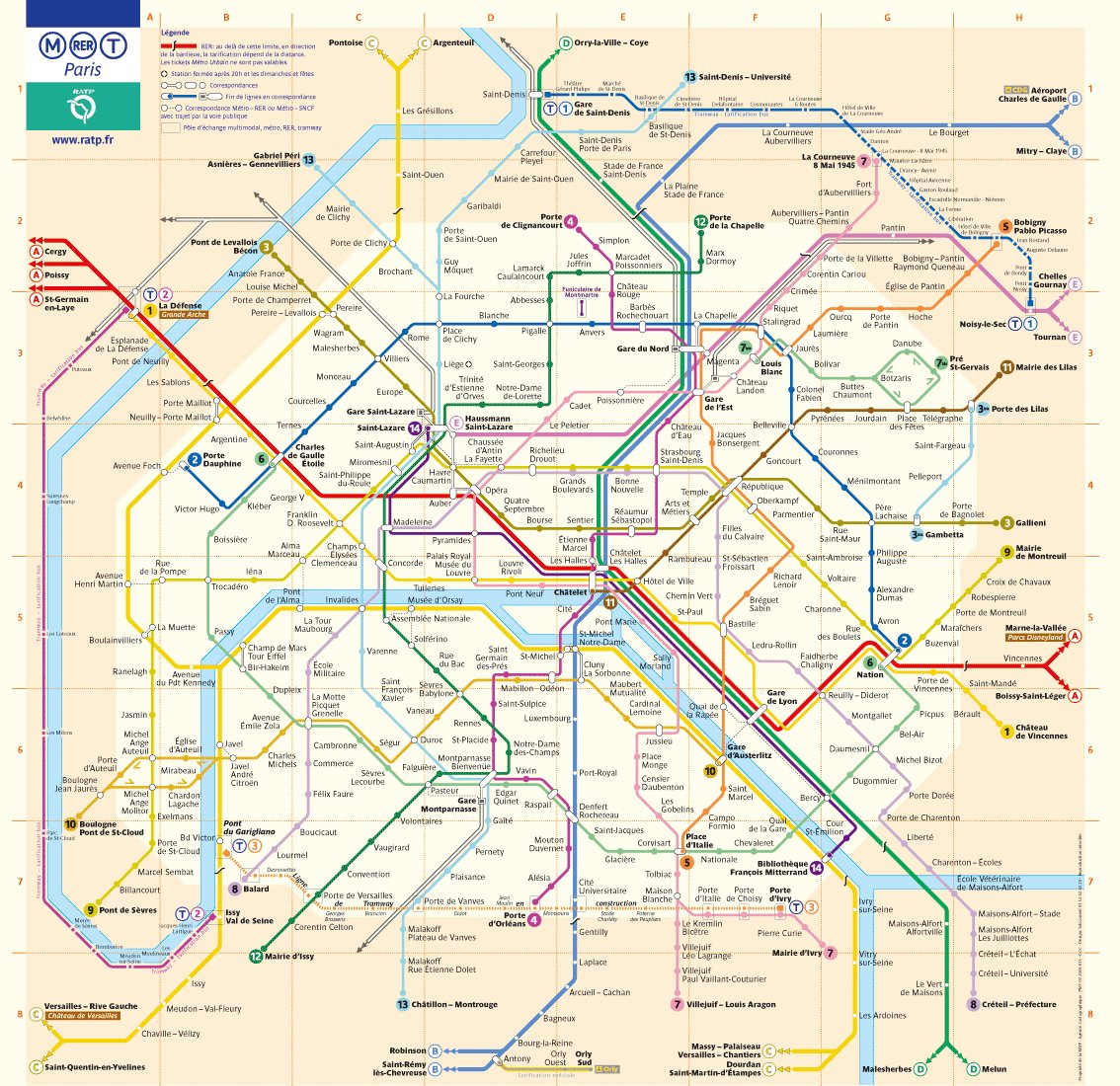 plan carte  RER PARIS map RER PARIS